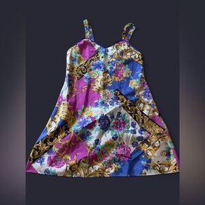 Maidenform Floral Satin Slip in Pink and Royal Blue